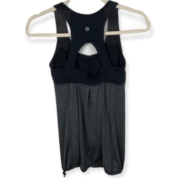 Lululemon Run Your Heart Out Tank Heathered Black Top Built In Bra Size 6 Yoga - Picture 5 of 8